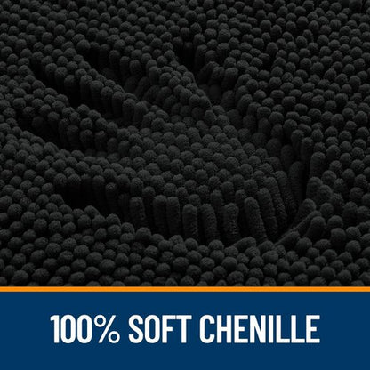 OLANLY Toilet Rugs U-Shaped 24x24, Extra Soft Absorbent Chenille Contour Bathroom Rugs for Toilet, Dry Quickly, Machine Washable, Non-Slip Bath Mat, Black