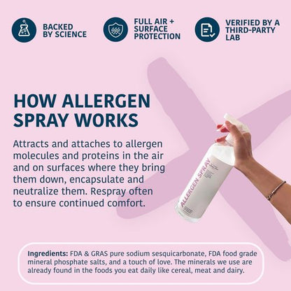 Allergy Asthma Clean Allergen Spray, Pets, Dust Allergies & More, Air & Surface Control, Just Add Water, Bottle with One Refill, Over 64oz Total