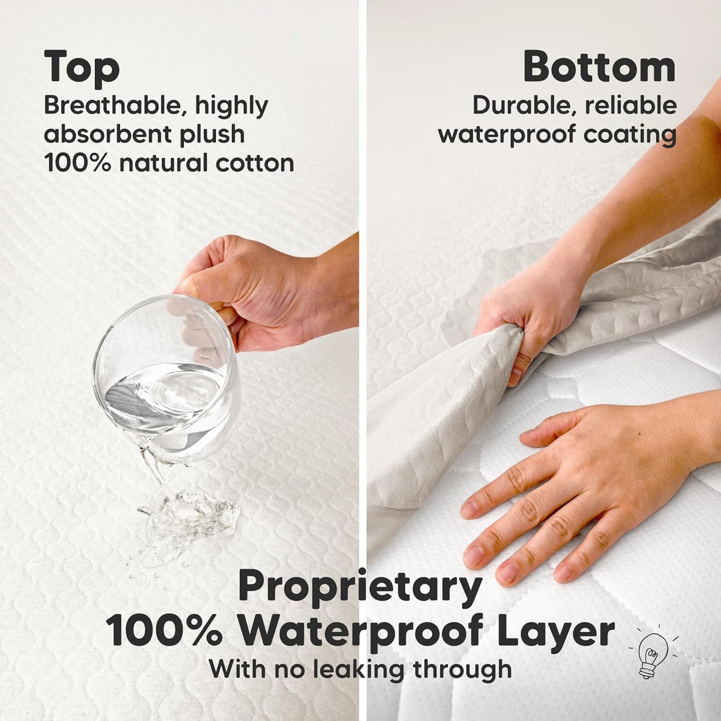 Skiennix Waterproof Crib Mattress Protector - Soft Quilted Cotton Pad, 52" x 28", Machine Washable | 2-Pack (Khaki/Mavy)