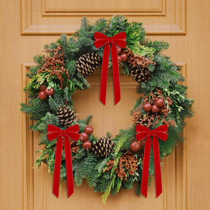 Regine Switzerland Red Velvet Ribbon Bows - 12Pcs 5in x 10in Christmas Tree Ornaments | Holiday Decor