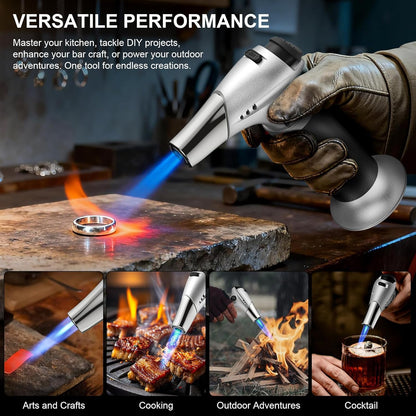 TBTEEK Butane Torch - Adjustable Flame Kitchen Torch with Safety Lock for Cooking, BBQ & Baking