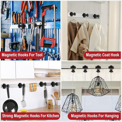 Buelkmag Magnetic Hooks - Strong 150Lb Wreath Hanger for Cruise Cabins & Lockers | 3Pcs Black