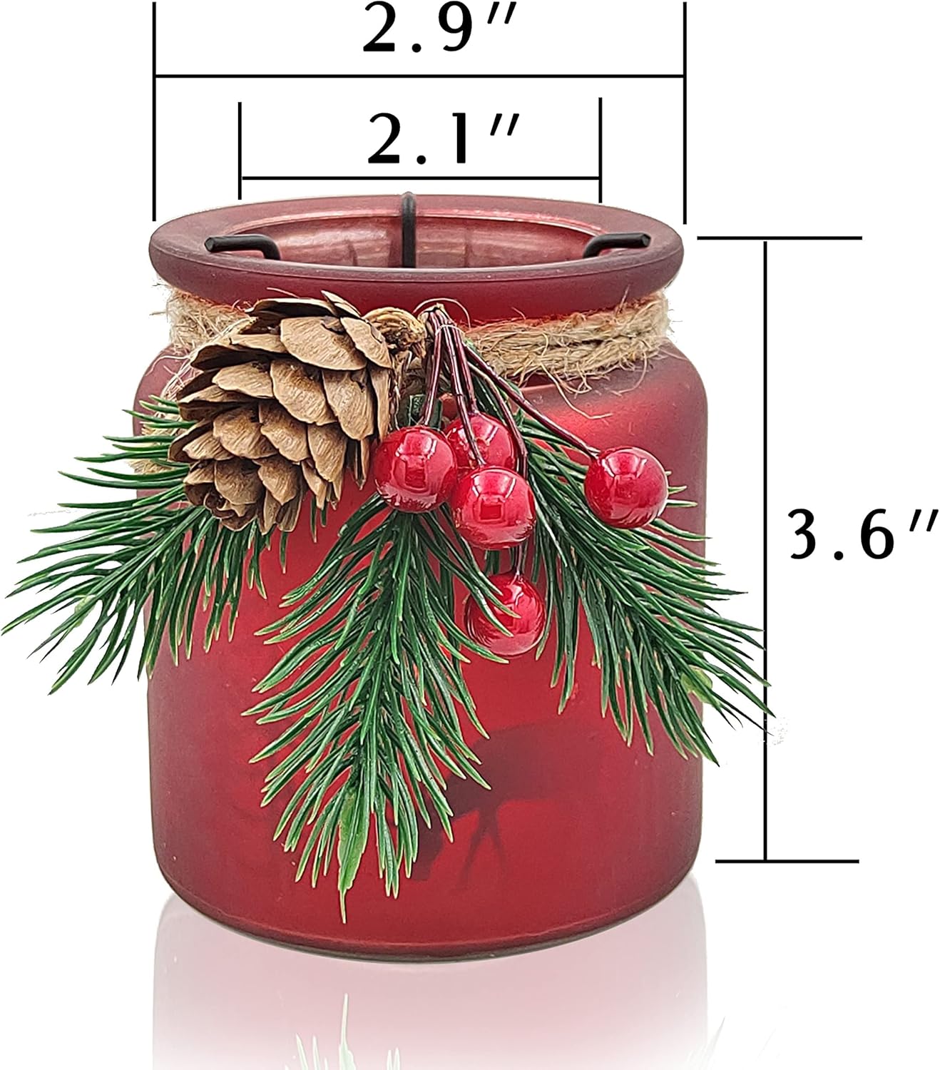 SHMILMH Christmas Candle Holders - Set of 6 Glass Tealight Holders with Metal Base | Red & Green Centerpieces