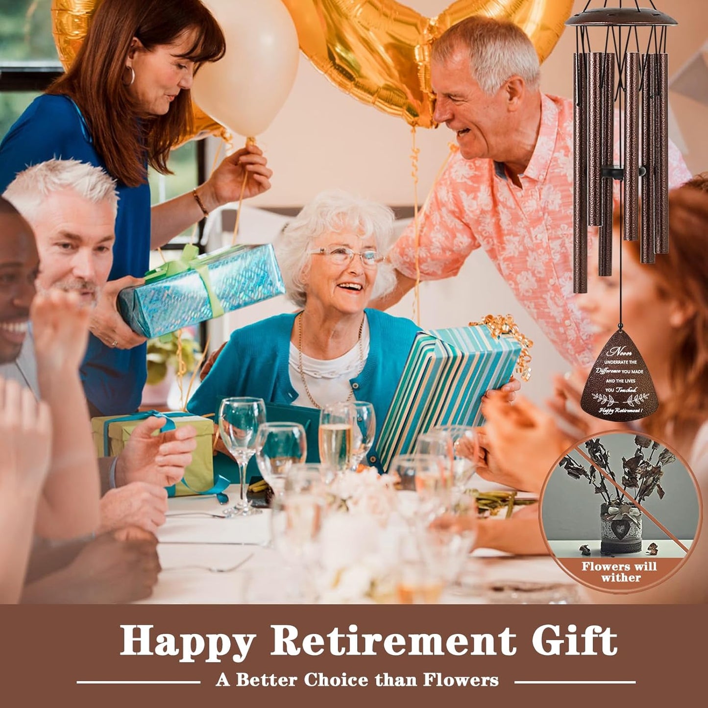 Soopau Wind Chimes - Thoughtful Retirement Gift for Women & Men | 32" Size for Colleagues & Friends
