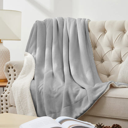 Walensee Sherpa Fleece Blanket (King Size 108”x90” Ash Grey) Plush Throw Fuzzy Super Soft Reversible Microfiber Flannel Blankets for Couch, Bed, Sofa Ultra Luxurious Warm and Cozy for All Seasons