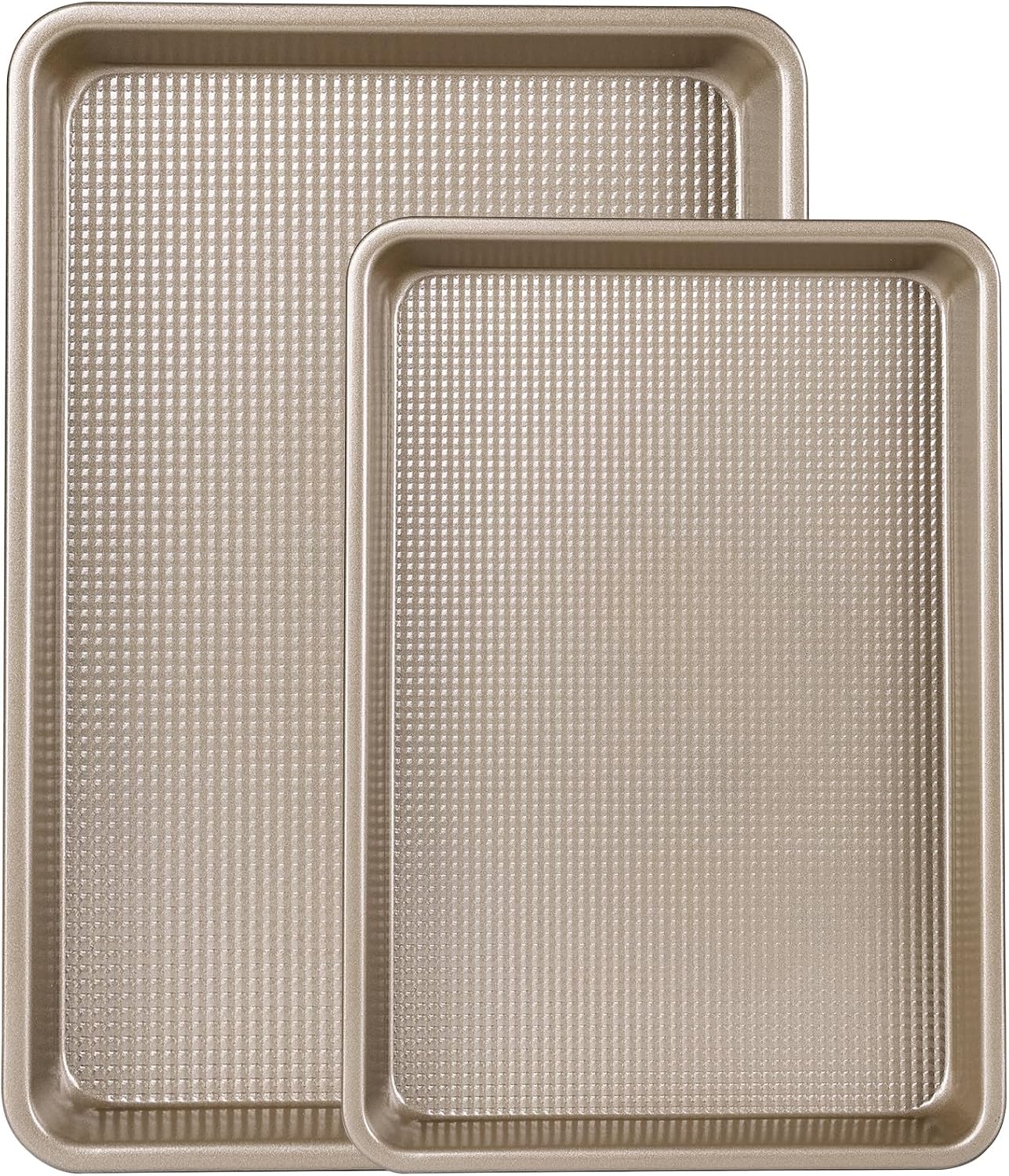 Skiennix Nonstick Baking Pan Set - Heavy Duty Cookie Sheets for Perfect Baking | 9x13in & 10x15in, Gold