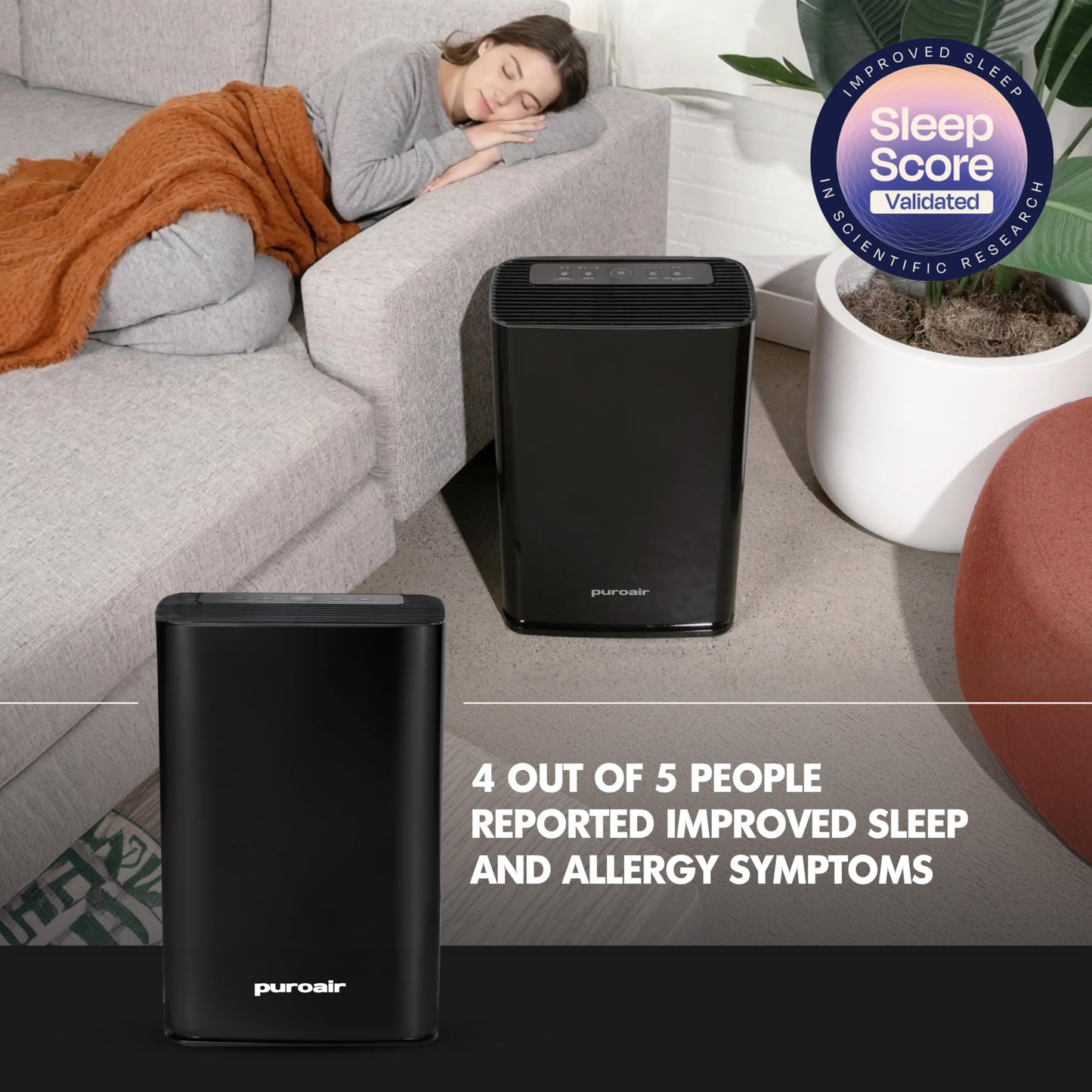 PuroAir 400 HEPA Air Purifiers for Home Large Rooms - Covers 2,000 Sq Ft - Filters Up To 99.9% of Pollutants, Smoke, Pollen, Dust, and VOCs - Quiet HEPA Air Filter - Air Purifiers for Bedroom (2 Pack)