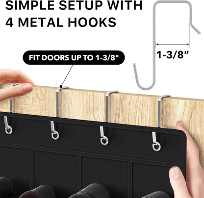 Simple Houseware 24-Pocket Over The Door Hanging Shoe Organizer - Crystal Clear, Black (64" x 19")