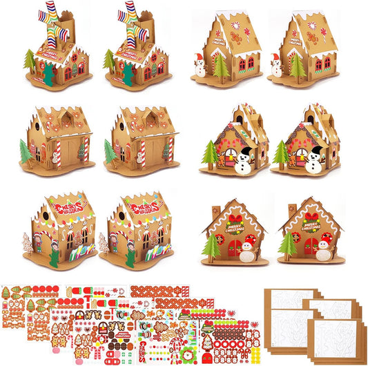Regine Switzerland Christmas Gingerbread House DIY Kit - 12 Pack Cardboard Fun for Kids & Adults