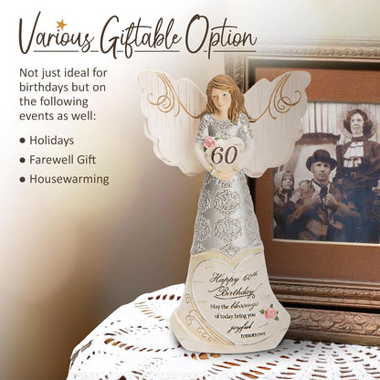 Pavilion Elements | Guardian Angel Figurine - 60th Birthday Blessings Display - 6" Collectible