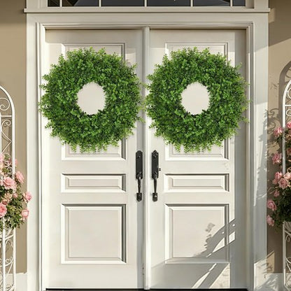 Boxwoods Wreath by [Brand Name] - 26 Inch Artificial Greenery for All Seasons | Indoor/Outdoor Home Decor