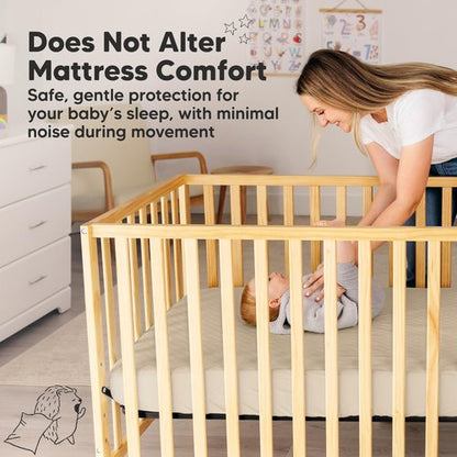 2-Pack Waterproof Crib Mattress Protector Cover Fitted - Quiet Baby Crib Mattress Pad Sheets, 52" x 28" Soft Quilted Cotton Baby Sheet, Machine Washable, Easy Fit, Durable (Oat/Mavy)