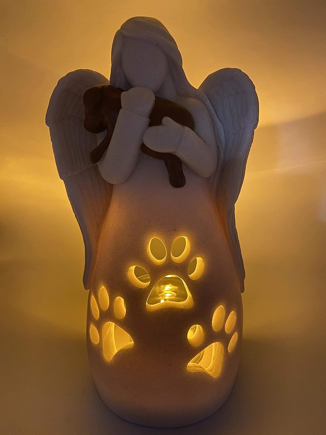 OakiWay Dog Memorial Gifts - Angel Candle Holder Statue with Flickering LED Light | Pet Loss Sympathy Gift for Dog Lovers