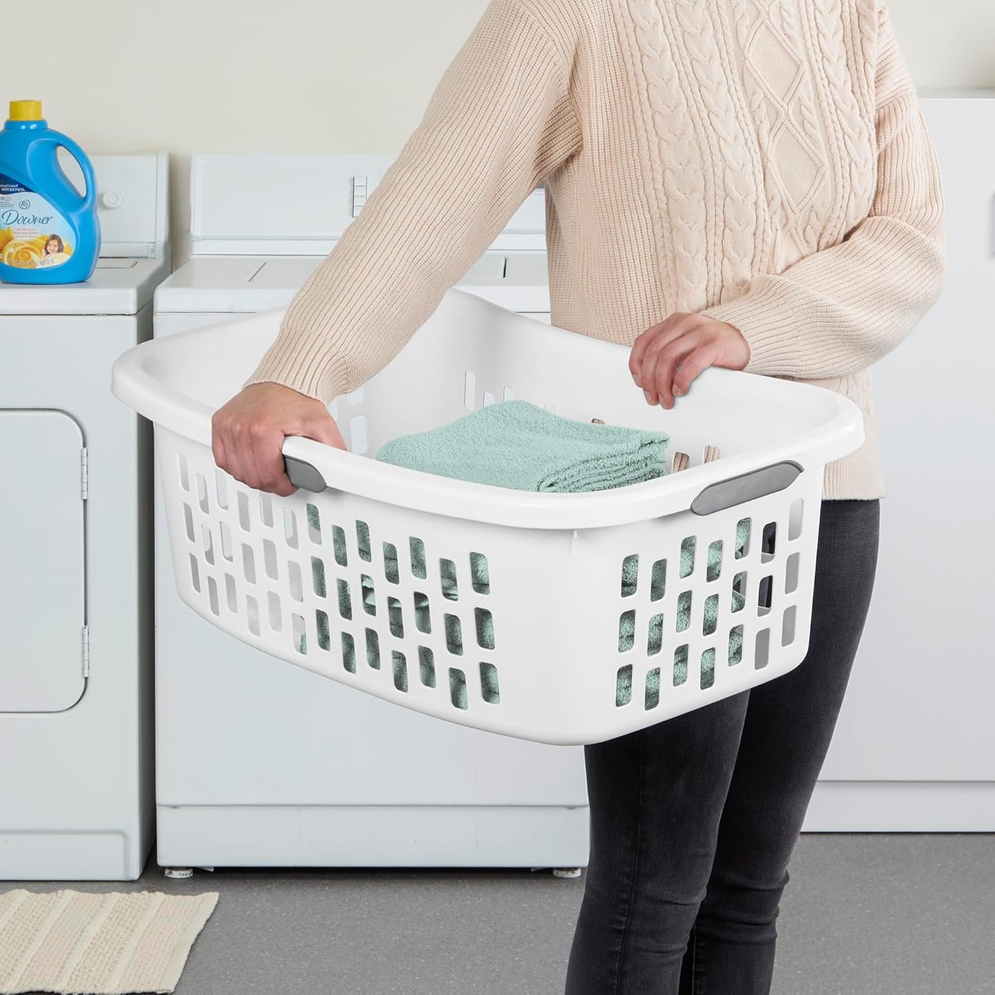 Sterilite Laundry Basket - 6 Pack Plastic Hamper with Comfort Grip Handles | 1.5 Bushel Capacity, White