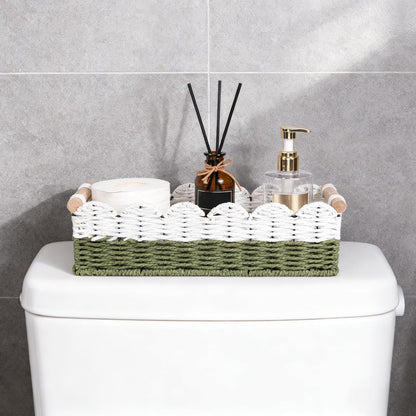 Regine Switzerland Scalloped Edge Toilet Paper Storage Basket - Handwoven Paper Rope Design | Perfect for Bathroom Decor & Over Toilet Storage