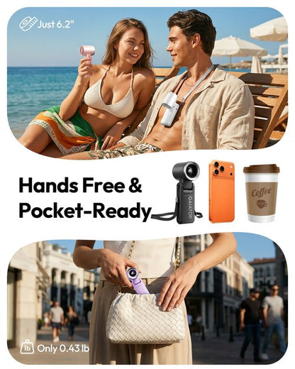 Gaiatop Portable Handheld Turbo Fan, 21 Hrs Cooling, 180° Foldable 4-in-1 Hand Held Fans, 6-Speed (1-100) Personal Mini Handheld Fans, Small Portable Fan for Travel, Working, Outdoor Women Gifts Black