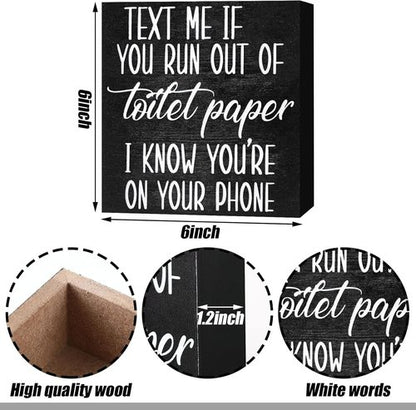 Jetec Farmhouse Bathroom Signs Decor - Rustic Wooden Plaque Wall Art | Set of 2 Please Seat Yourself (Black)