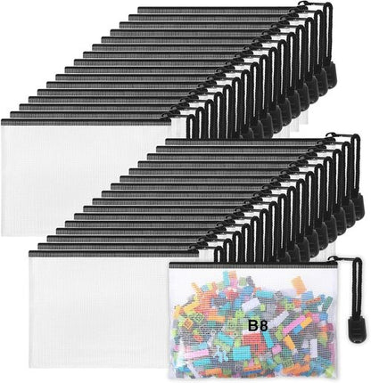 Jetec 32 Pcs Mesh Zipper Bags - Waterproof Reusable Organizer for Toys & Bikinis | Black, 5.1 x 4.1 Inch