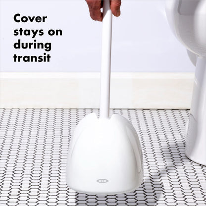 OXO Good Grips Toilet Plunger with Cover, White