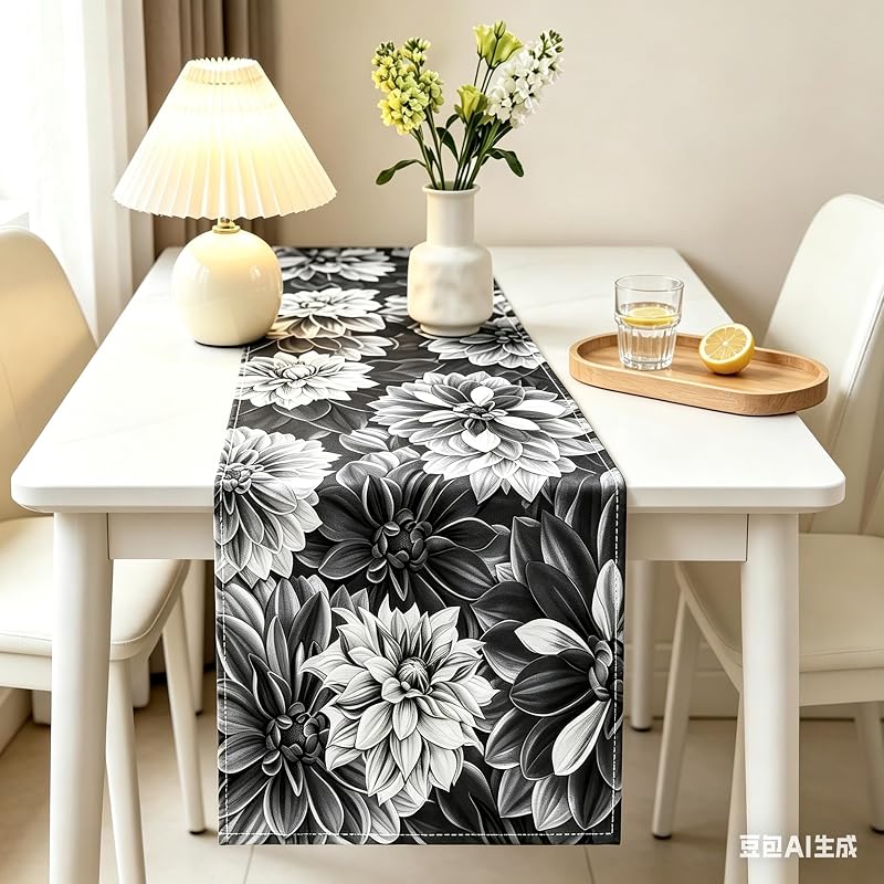 OYIMUA Grey Chenille Table Runner 13x72in - Waterproof, Heat-Resistant