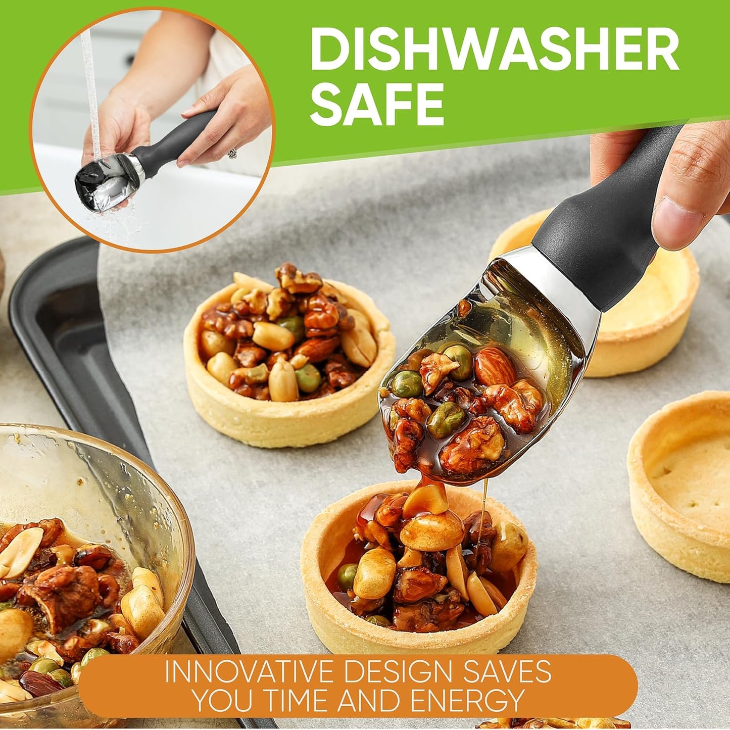 Spring Chef Heavy Duty Ice Cream Scoop - Comfortable Grip, Dishwasher Safe | Perfect for Gelato & Sorbet