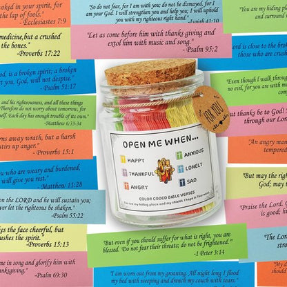 Bible Verse Jar, Color Coded Bible Verses in a Jar, Christian Gifts for Women Men Mom, Bible Study Supplies, Birthday Gifts for Women Men