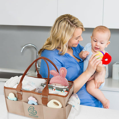 Skiennix Diaper Caddy Organizer - Portable Nursery Storage Bin with Handles | Large Capacity for Baby Essentials