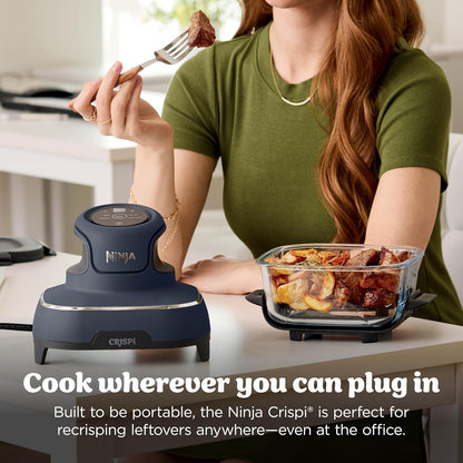 Ninja Crispi 4-in-1 Glass Air Fryer - Non-Toxic 4QT | Max Crisp, Bake, Recrisp | Cyberspace Gray