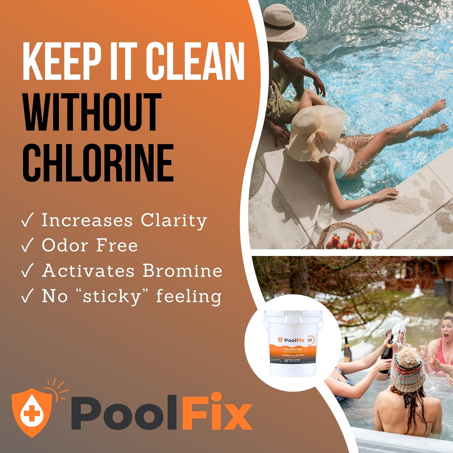 Non Chlorine Shock - Fast-Acting Pool & Hot Tub Oxidizing Shock | 45lb Bucket for Crystal Clear Water