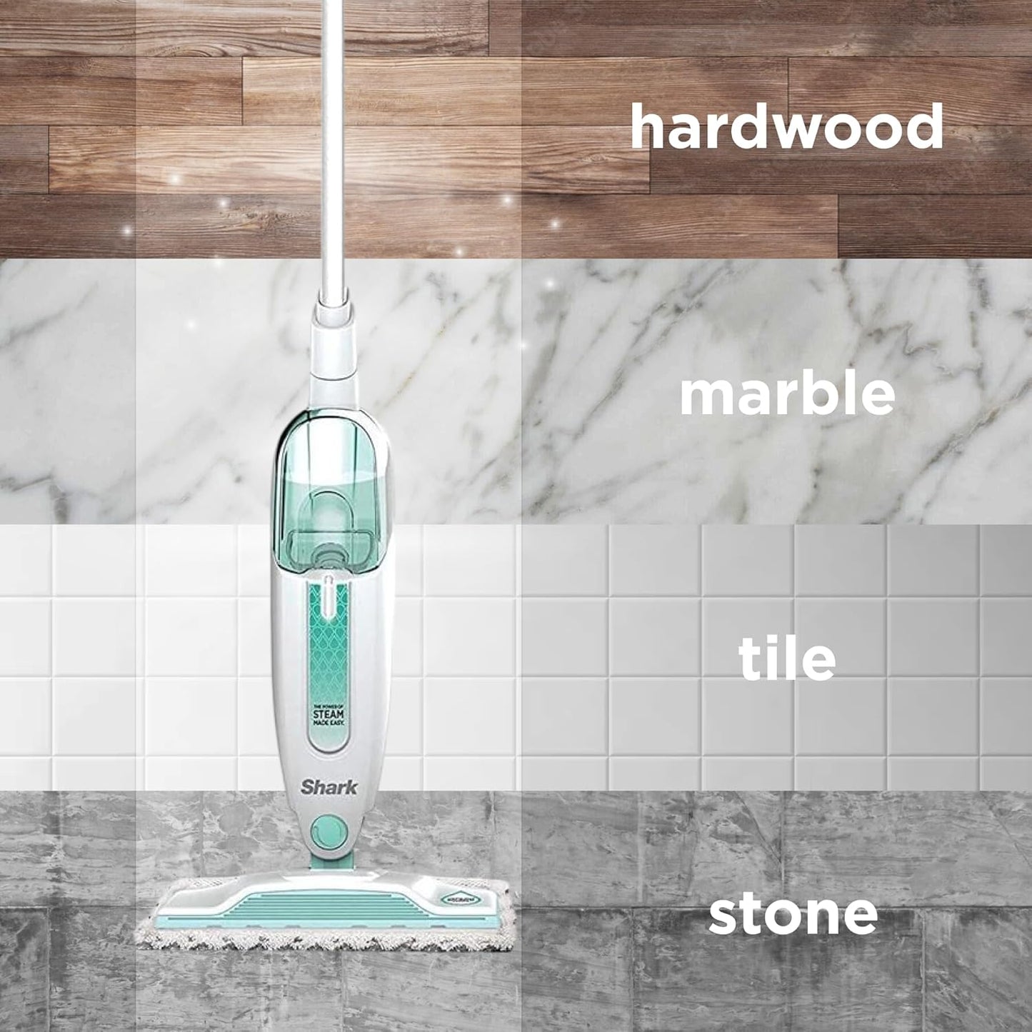 Shark Steam Mop | Hard Floor Cleaner with XL Water Tank & 18-Foot Power Cord - White (S1000A)