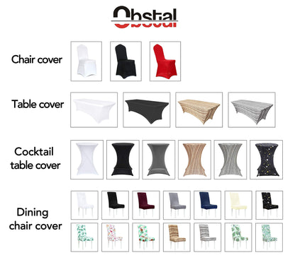 Obstal 5ft Stretch Spandex Table Cover for Standard Folding Tables - Universal Rectangular Fitted Tablecloth Protector for Wedding, Banquet and Party