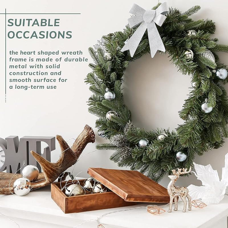 8 Inch Dark Green Metal Wreath Frame - DIY Craft Ring, Round Wire