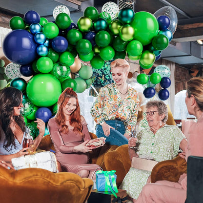 Skiennix Balloon Garland Arch Kit - Dark Blue & Green Latex Balloons with Confetti | Perfect for Weddings & Parties