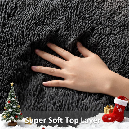 Ophanie 3x5 Black Rugs for College Dorm, Bedroom Small Area Rug, Non-Slip Fluffy Shaggy Bedside Soft Shag Fuzzy Plush Carpet for Kids Boys Teen Home Decor Aesthetic, Nursery