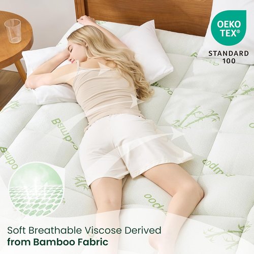 Love's Cabin King Mattress Topper - Bamboo Viscose Pillow Top for 8"-20" Mattresses | Breathable Cooling Green Design