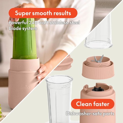 Bella Portable Rocket Blender - 6 Pcs Juicer & Smoothie Maker | BPA-Free, 240W, Stainless Steel Blade, Dishwasher Safe