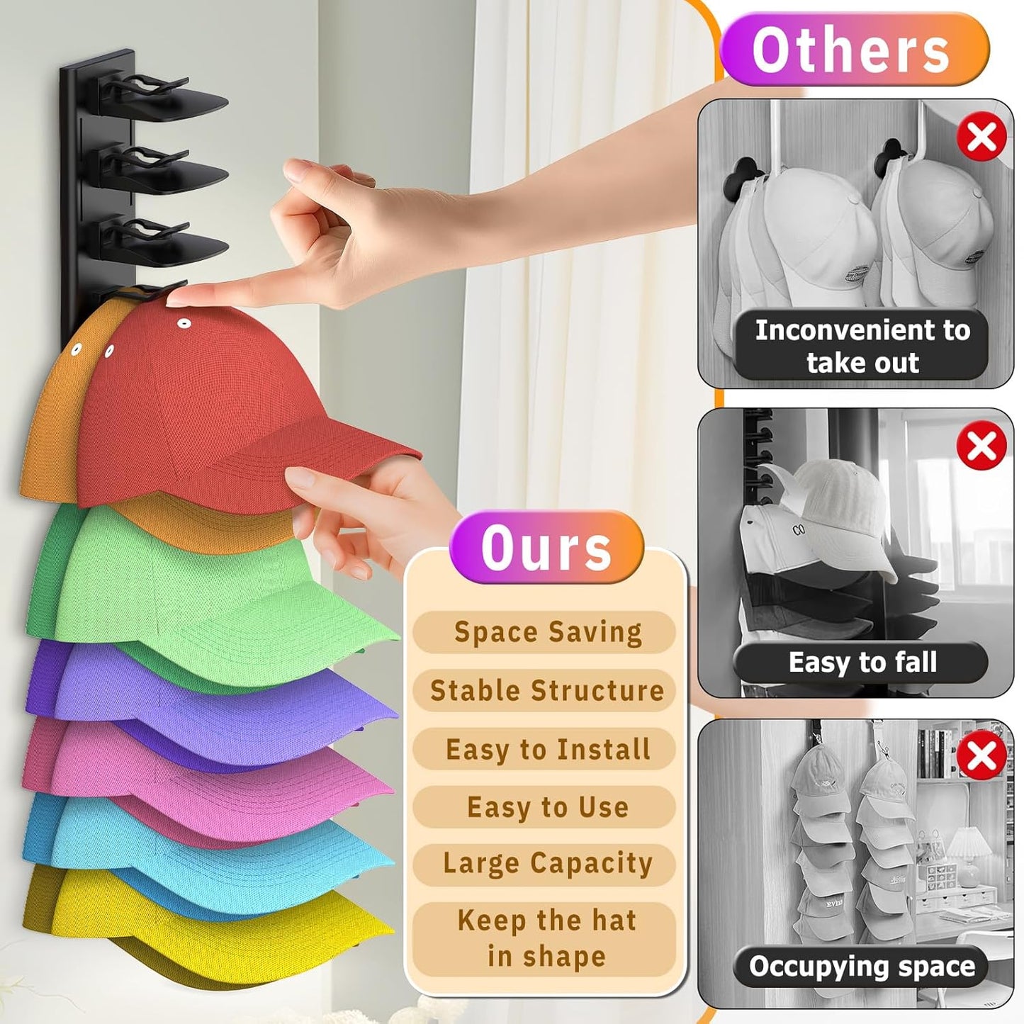 Metal Legging Organizer & Space-Saving Hat Rack | Holds 20 Leggings & 40 Caps for Ultimate Storage