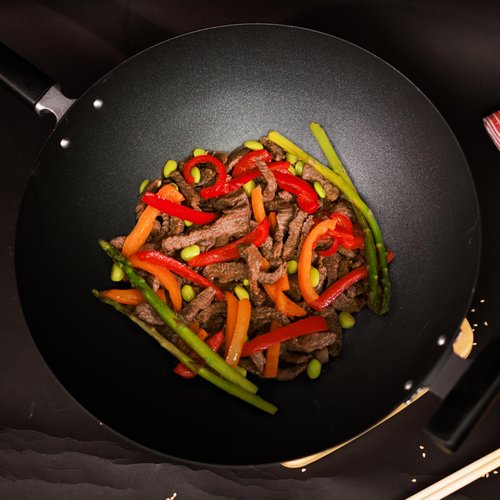 JOYCE CHEN Professional Series 14-Inch Carbon Steel Excalibur Nonstick Wok with Phenolic Handles