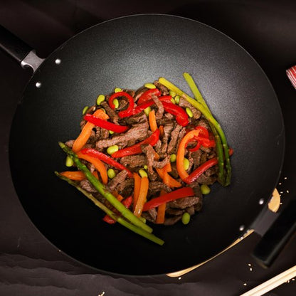 JOYCE CHEN Professional Series 14-Inch Carbon Steel Excalibur Nonstick Wok with Phenolic Handles