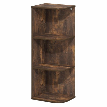 Furinno PASIR Book Shelf, 3-Tier Corner Bookshelf with Open Shelf, Standing Bookcase, 9.3 x 12 x 31.5, for Organization and Storage, for Living Room, Bedroom, Home Office, Amber Pine