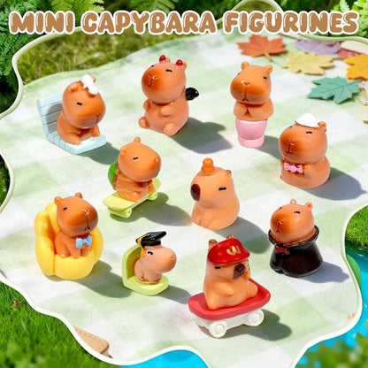 Exasinine Miniature Capybara Figurines - 26pcs Resin Set for DIY Fairy Garden Decor | Home & Party Decorations