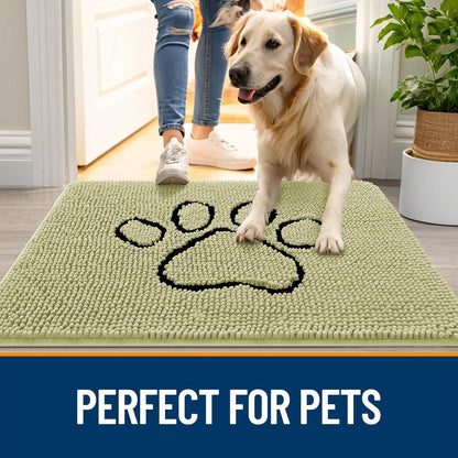 OLANLY Dog Door Mat - Absorbent Non-Slip Mud Mat for Paws | 48x30, Quick Dry Chenille, Vanilla