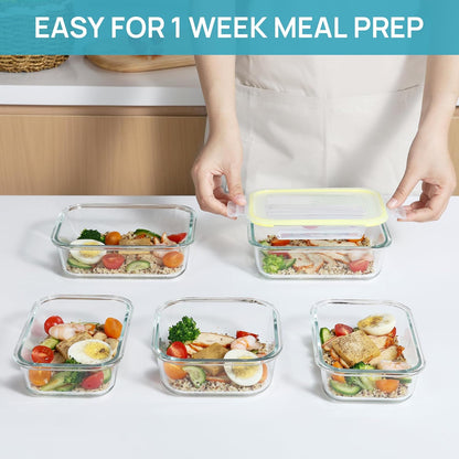 Vtopmart Glass Food Storage Containers - 8 Pack with Airtight Lids | BPA-Free Meal Prep for Microwave, Oven, Freezer