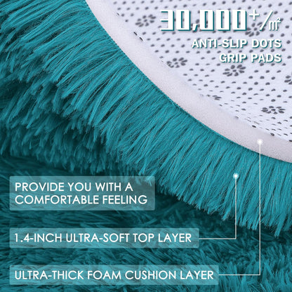 OLANLY Large Area Rug - Soft Fluffy Shaggy Indoor Carpet for Living Room & Bedroom | Teal 6x9 ft