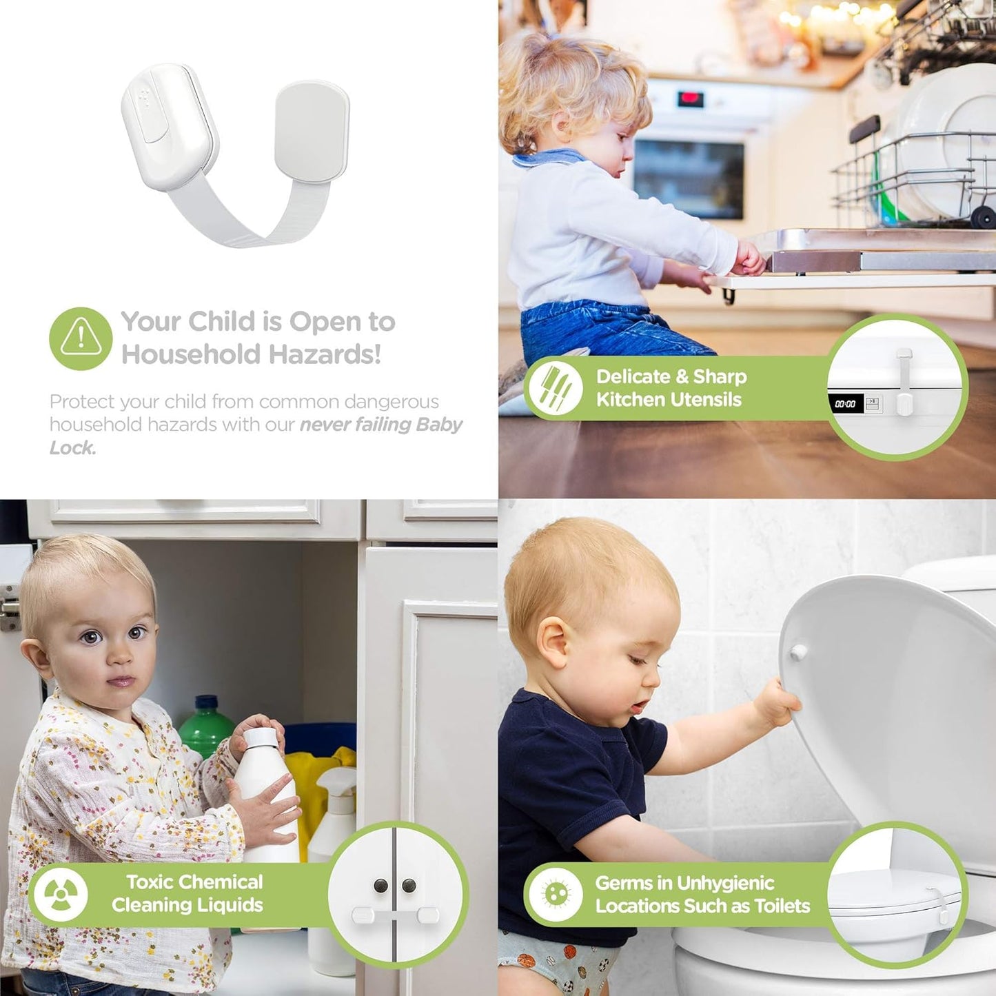 SKYLA HOMES Baby Locks - 8-Pack Child Safety Cabinet Proofing with 3M Adhesive | Easy Install, No Screws Needed