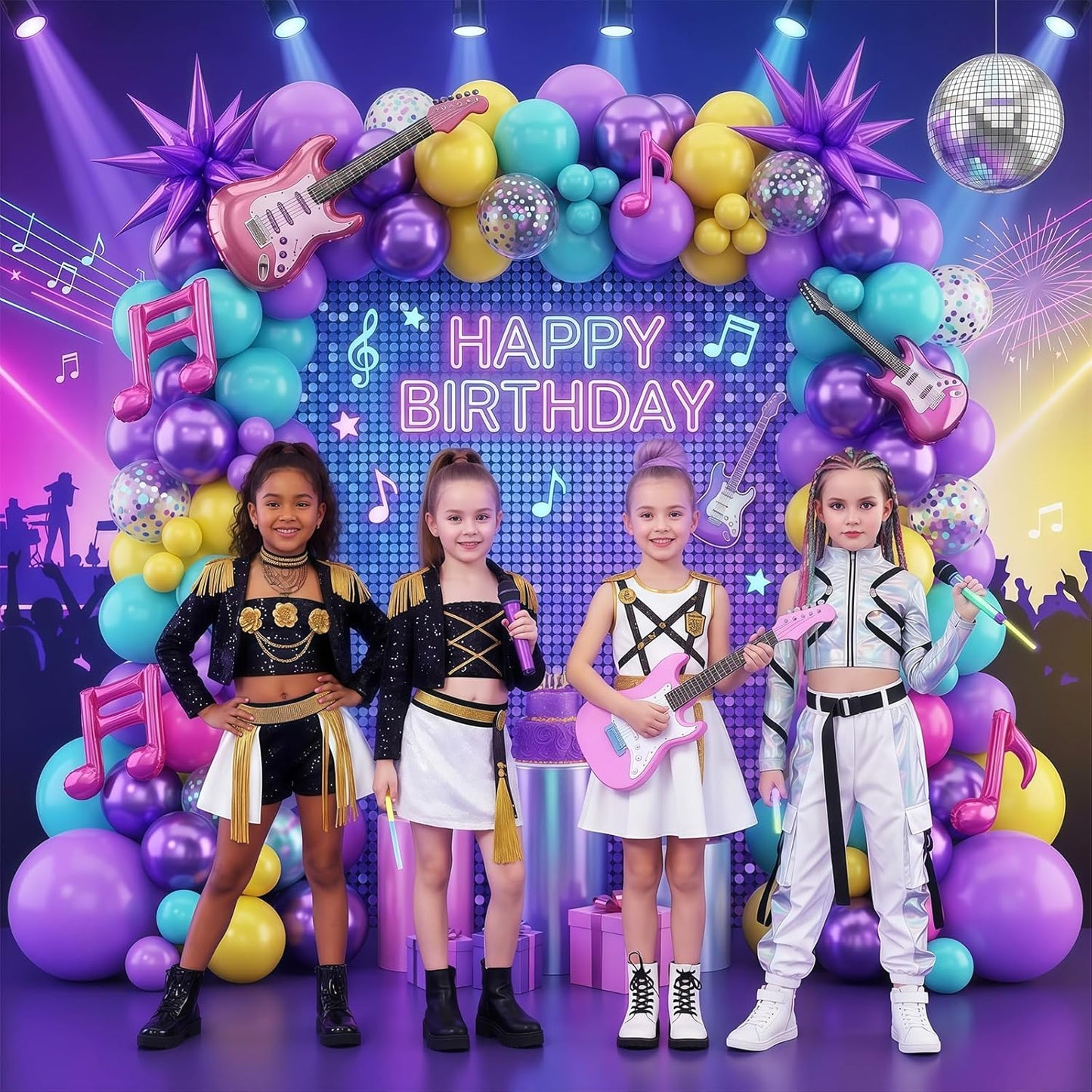 Skiennix 12-Inch Hot Pink, Purple & Teal Balloons - 60 Pcs Metallic Confetti for Kids' Birthday & Baby Shower Party Decor