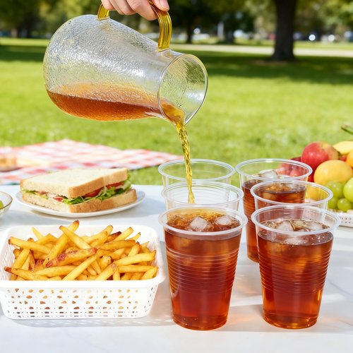 WhalePassing 200 pack 12 oz clear plastic cups - Disposable cold drink party cups, Drinking cups for Birthday, Picnic, Travel, Christmas, Wedding and More
