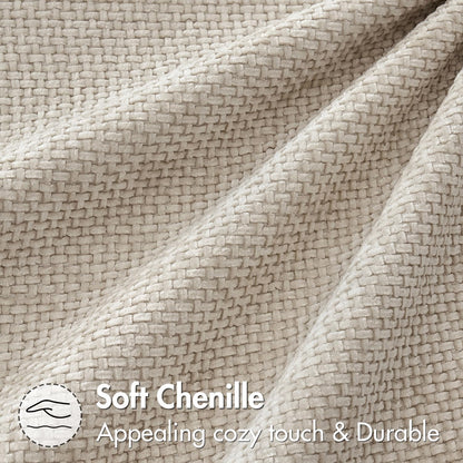 MIULEE 18x18 Inch Couch Throw Pillow Covers - Soft Chenille Beige Modern Boho Accent Pillows | Pack of 2