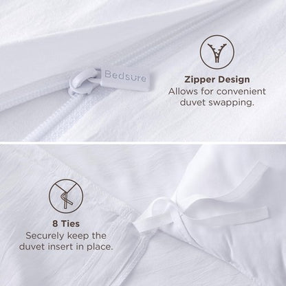 Bedsure Bright White Duvet Cover King Size - 3 Pieces Prewashed Cotton-Like Polyester Extra Soft Bedding Set, Includes 1 Duvet Cover 104x90 Inches with Zipper Closure & 2 Pillow Shams, No Comforter