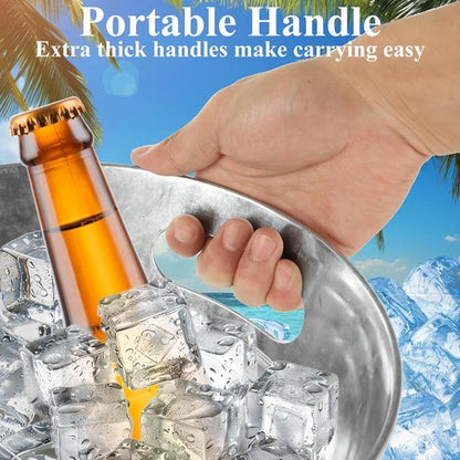 4 PCS Galvanized Bucket 3.4 Gallon Ice Buckets for Parties with Carry Handles Stainless Steel Beverage Tub for Parties 3.4 Gallon Galvanized Tub Drink Buckets for Parties,Mimosa Bar,Champagne